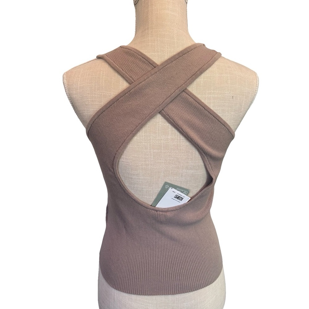 H&M Ribbed Tank Tops (2) - Brown & White with Back Cutout NWT - Picture 4 of 11